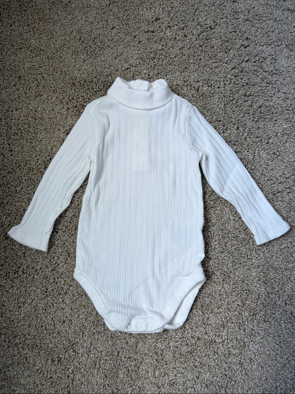 Janie & Jack Baby Ribbed Turtleneck One-Piece Bodysuit in White